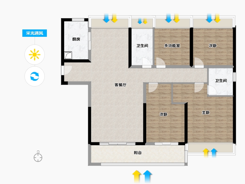 安徽省-淮北市-淮北碧桂园-131.00-户型库-采光通风