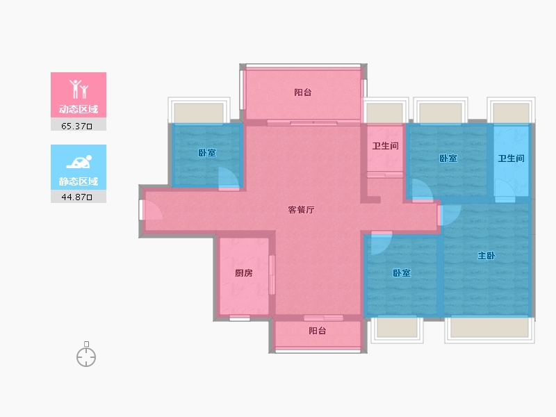 广东省-潮州市-潮安碧桂园星钻-97.12-户型库-动静分区