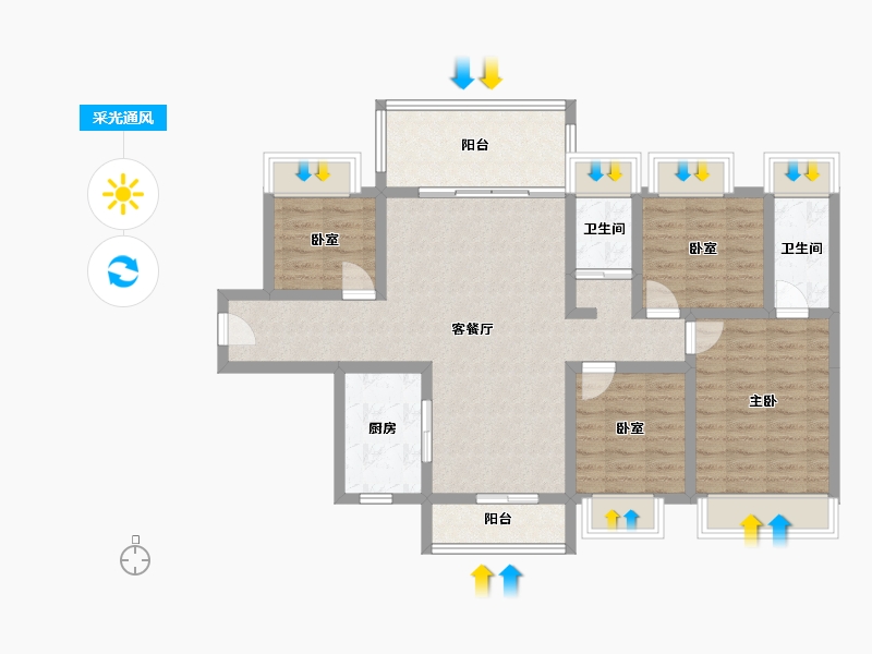 广东省-潮州市-潮安碧桂园星钻-97.12-户型库-采光通风