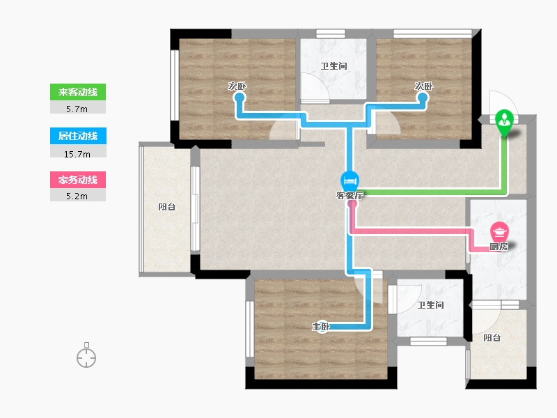 四川省-乐山市-阳光·研溪华府-74.69-户型库-动静线