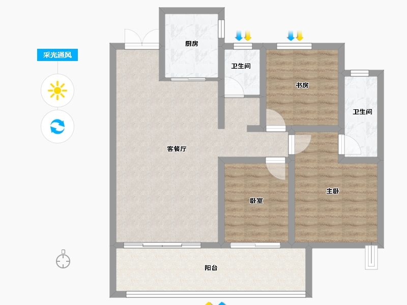 河南省-驻马店市-名门状元府-90.07-户型库-采光通风