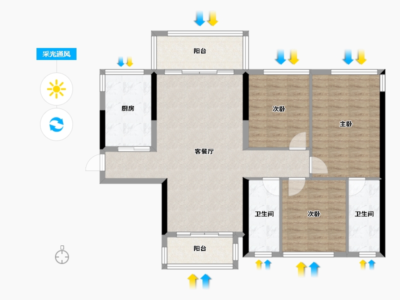 广西壮族自治区-贵港市-盛世臻山府-100.59-户型库-采光通风