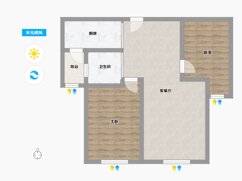 河北省-保定市-城建·紫煜臻城臻园-64.86-户型库-采光通风