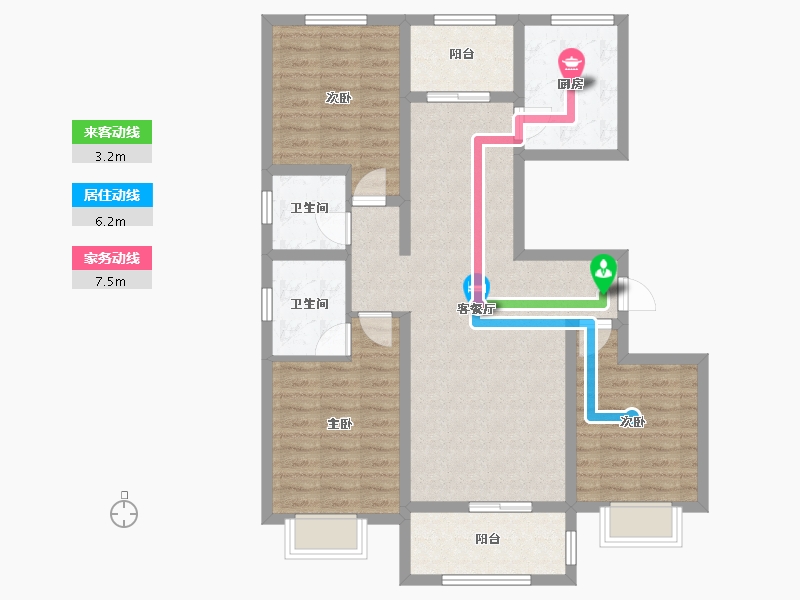 河北省-衡水市-宏利桃城华庭-96.00-户型库-动静线