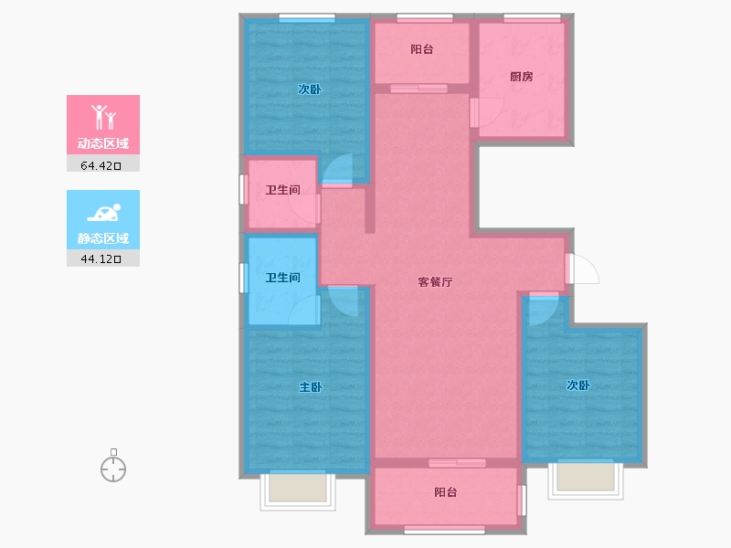 河北省-衡水市-宏利桃城华庭-96.00-户型库-动静分区