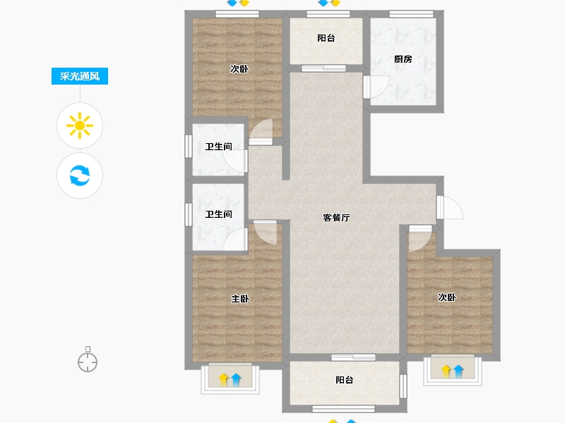 河北省-衡水市-宏利桃城华庭-96.00-户型库-采光通风