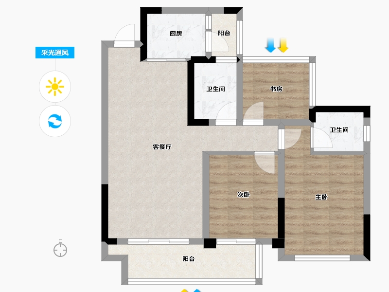 四川省-内江市-西城世家-75.09-户型库-采光通风