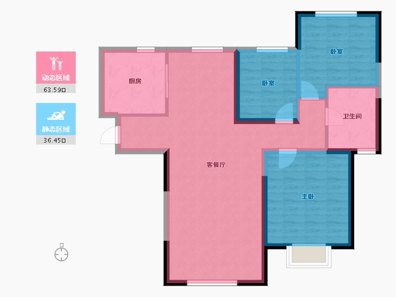 内蒙古自治区-包头市-包头恒大学府-90.40-户型库-动静分区