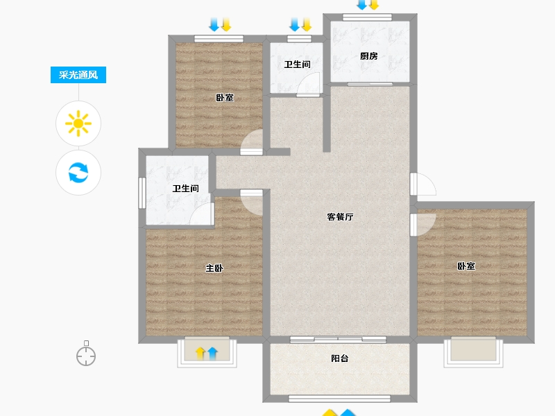 河南省-驻马店市-应祥百花源-113.11-户型库-采光通风