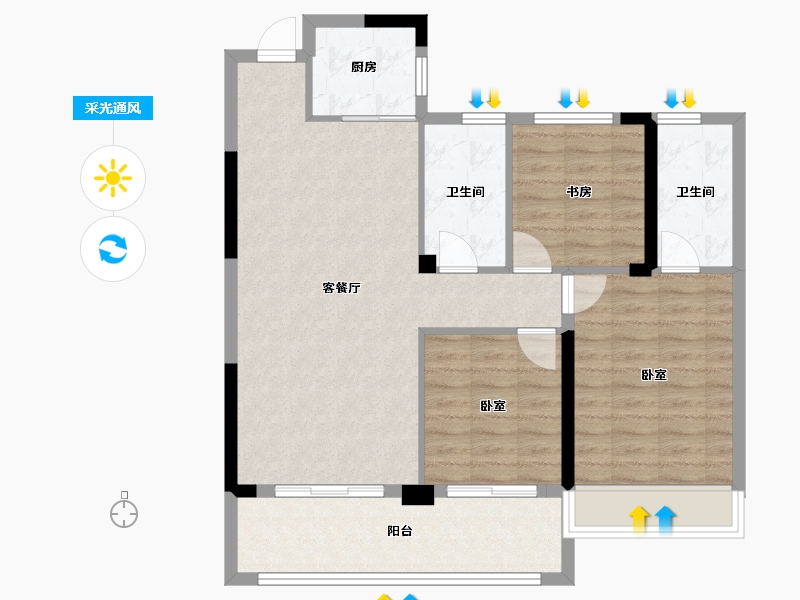 湖北省-黄冈市-罗田泰禾富·凤凰府-89.01-户型库-采光通风