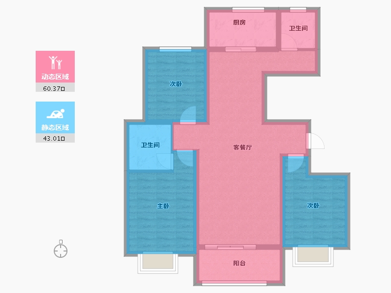 河北省-衡水市-宏利桃城华庭-91.82-户型库-动静分区