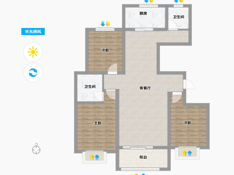 河北省-衡水市-宏利桃城华庭-91.82-户型库-采光通风