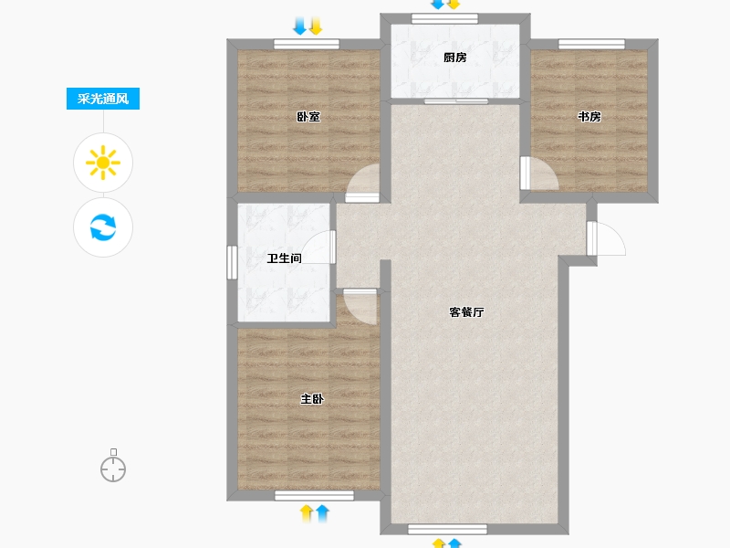 河北省-保定市-城建·紫煜臻城臻园-87.06-户型库-采光通风