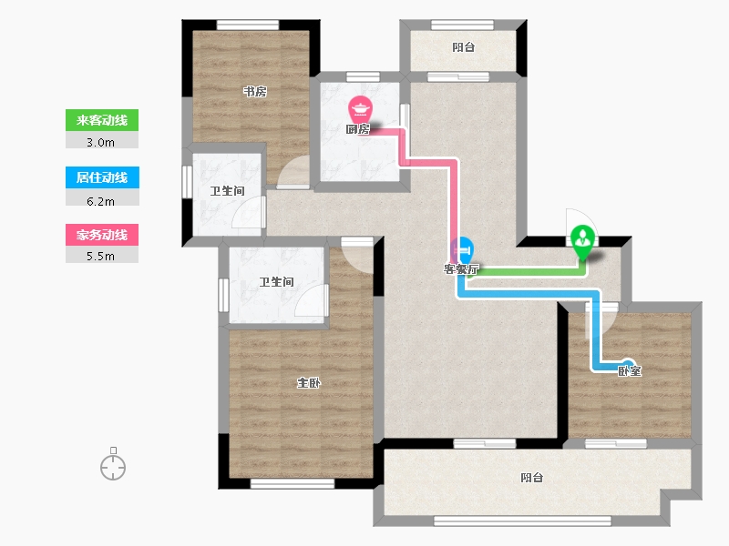 安徽省-芜湖市-百草园•如园小区-96.80-户型库-动静线