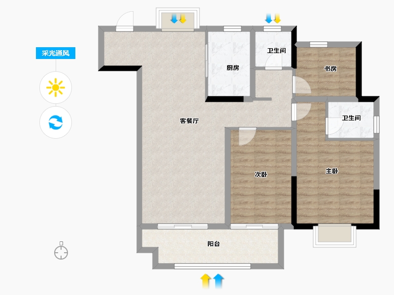 安徽省-铜陵市-和顺·麓山樾-95.35-户型库-采光通风