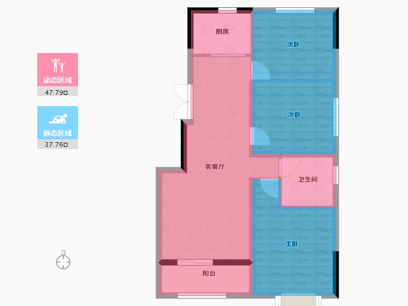 安徽省-芜湖市-沃德繁昌院子-76.80-户型库-动静分区