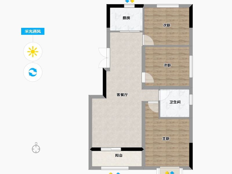 安徽省-芜湖市-沃德繁昌院子-76.80-户型库-采光通风