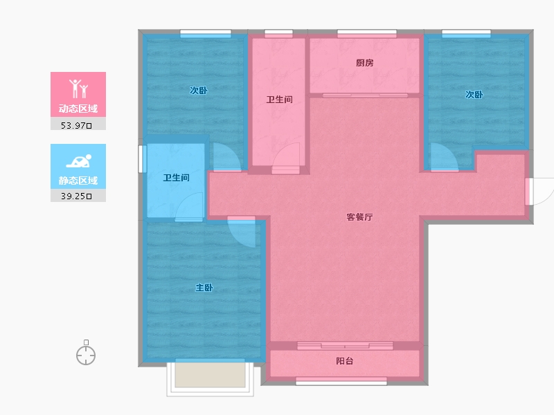 新疆维吾尔自治区-乌鲁木齐市-秦基上河院-90.00-户型库-动静分区