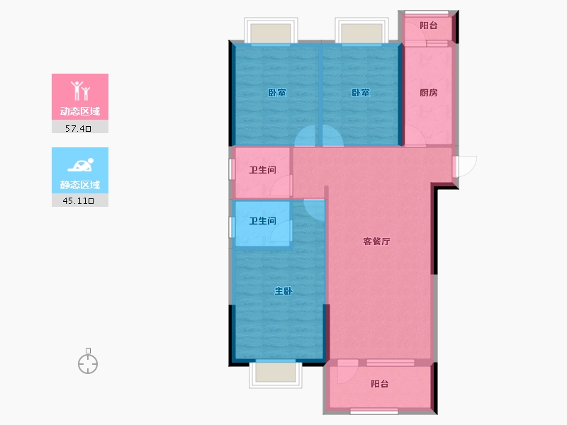 湖北省-黄石市-黄石当代满堂悦MOMA-92.50-户型库-动静分区