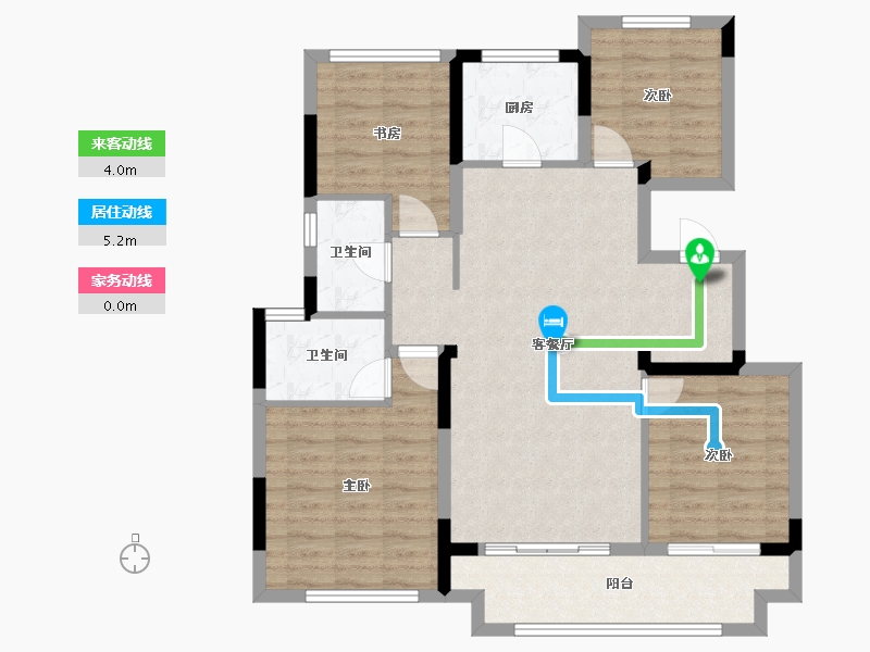 江苏省-苏州市-石榴江南院子-95.00-户型库-动静线