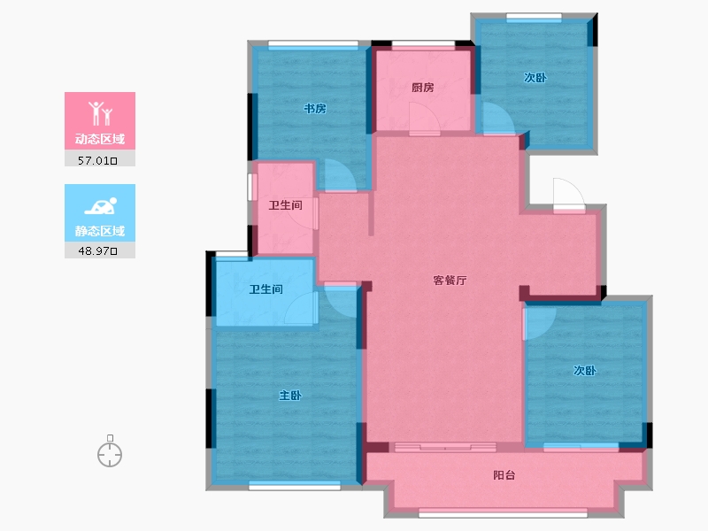 江苏省-苏州市-石榴江南院子-95.00-户型库-动静分区