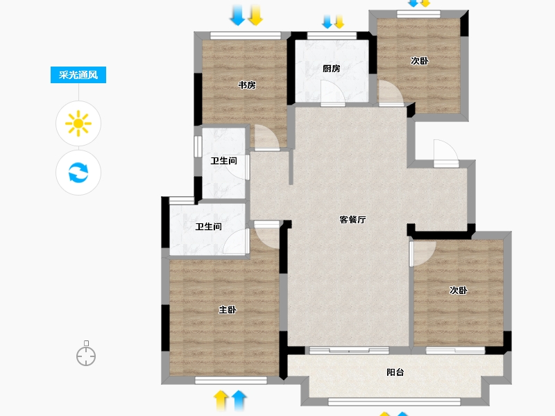 江苏省-苏州市-石榴江南院子-95.00-户型库-采光通风