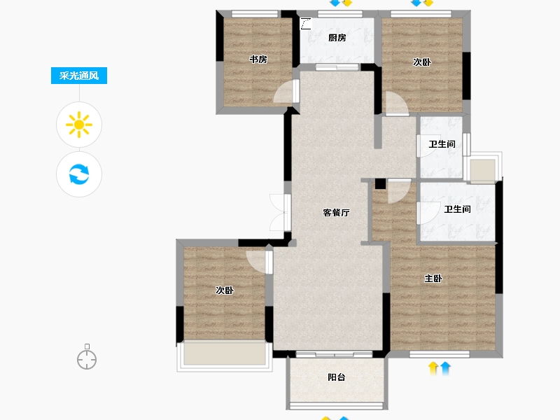 江苏省-苏州市-石榴江南院子-92.00-户型库-采光通风