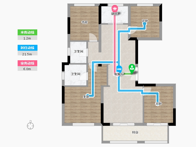 江苏省-苏州市-石榴江南院子-100.60-户型库-动静线