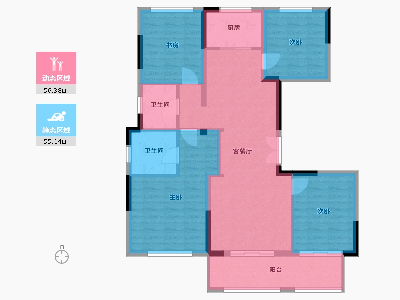 江苏省-苏州市-石榴江南院子-100.60-户型库-动静分区