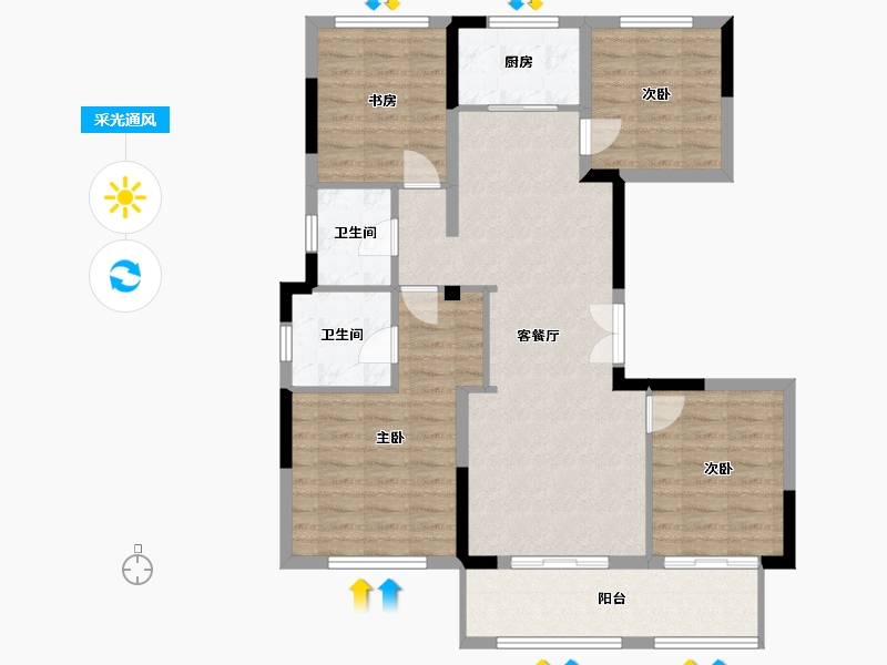 江苏省-苏州市-石榴江南院子-100.60-户型库-采光通风