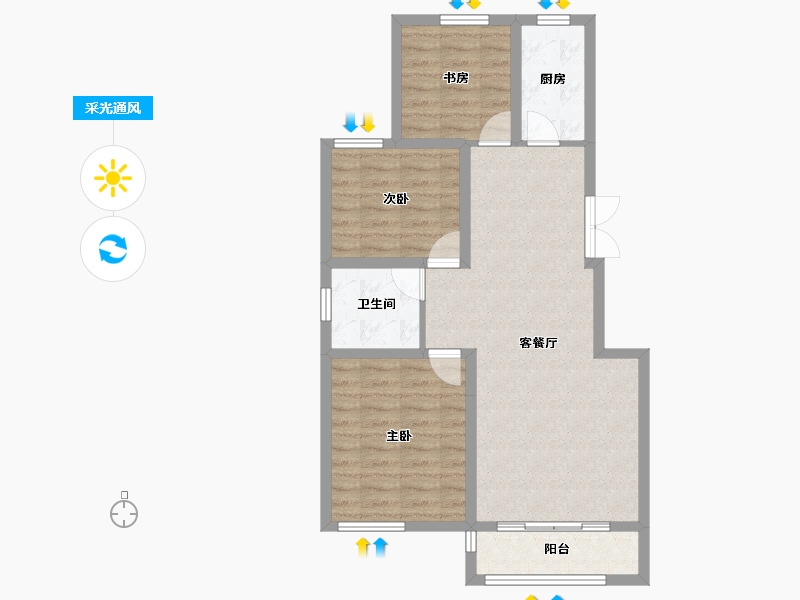 宁夏回族自治区-吴忠市-星河传说住宅小区·二期-75.84-户型库-采光通风