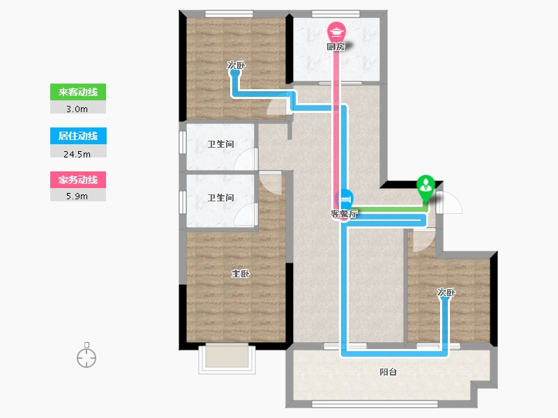 安徽省-芜湖市-沃德繁昌院子-99.67-户型库-动静线