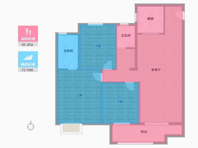 陕西省-铜川市-龙记檀府-106.64-户型库-动静分区