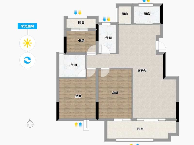 安徽省-铜陵市-拓基·江南府-94.42-户型库-采光通风