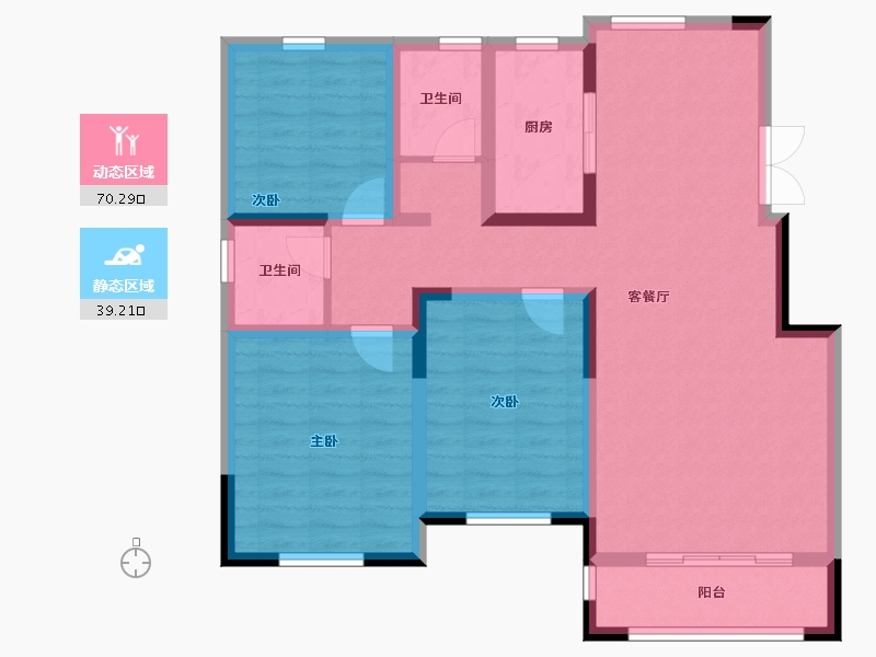 宁夏回族自治区-吴忠市-星河传说住宅小区·二期-97.43-户型库-动静分区