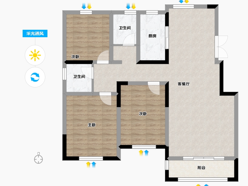 宁夏回族自治区-吴忠市-星河传说住宅小区·二期-97.43-户型库-采光通风