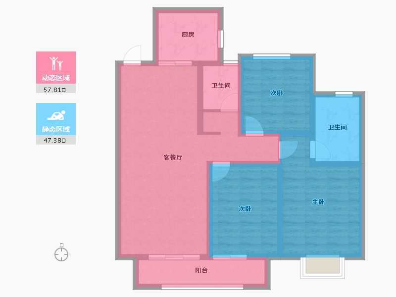 陕西省-铜川市-龙记檀府-93.44-户型库-动静分区