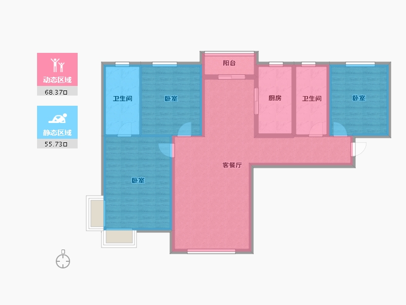 甘肃省-庆阳市-荣洋公馆&荣洋尚品-111.58-户型库-动静分区