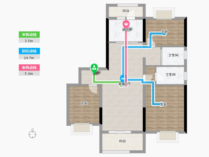 陕西省-铜川市-铜川碧桂园翡翠公馆-93.42-户型库-动静线