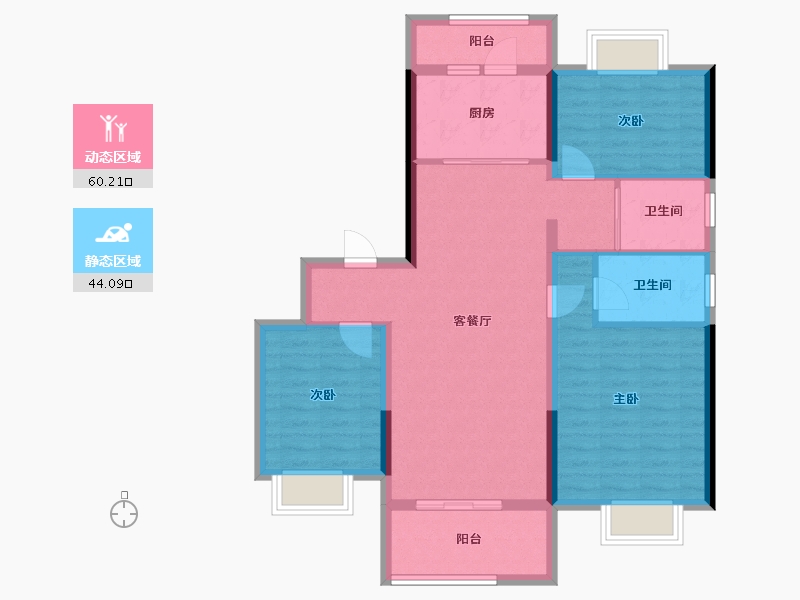 陕西省-铜川市-铜川碧桂园翡翠公馆-93.42-户型库-动静分区