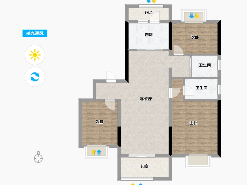 陕西省-铜川市-铜川碧桂园翡翠公馆-93.42-户型库-采光通风