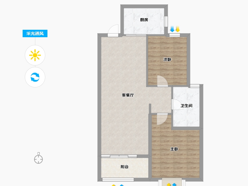 陕西省-铜川市-龙记檀府-74.09-户型库-采光通风