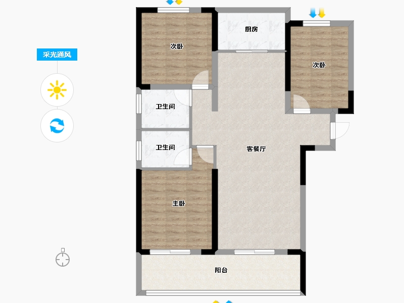 河南省-三门峡市-崤山公馆-101.92-户型库-采光通风