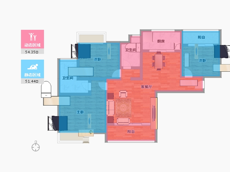 广东省-广州市-珠江壹城国际城-92.80-户型库-动静分区