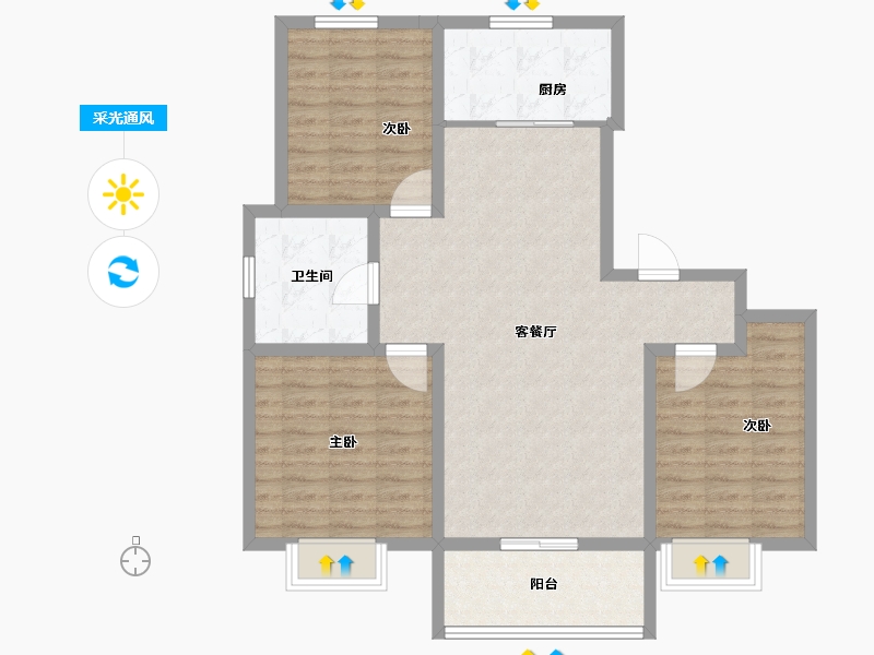 山东省-聊城市-仁恒兰亭-96.00-户型库-采光通风