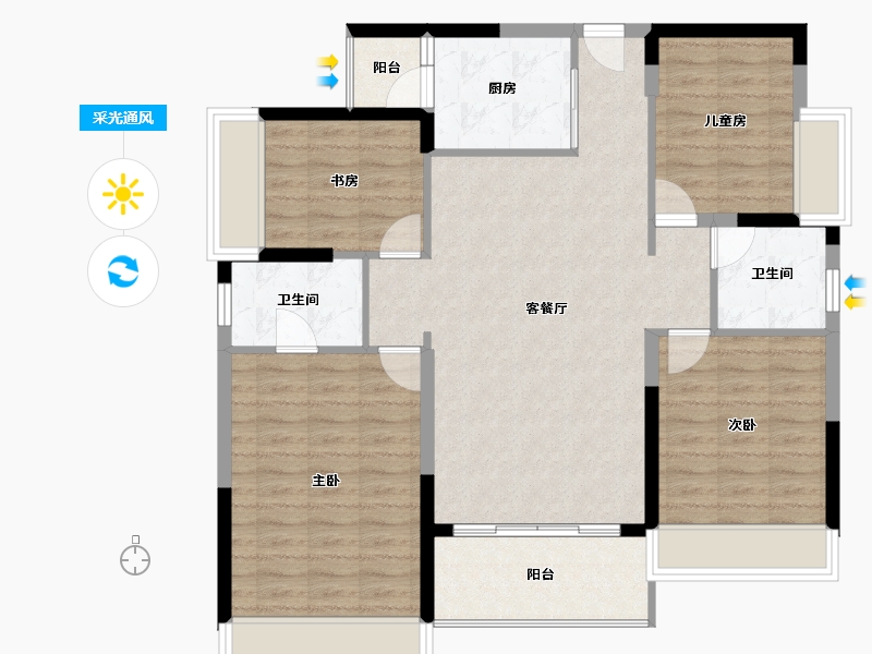 广东省-云浮市-英伦豪城-104.07-户型库-采光通风