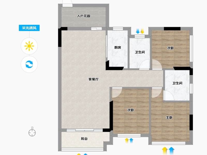 广西壮族自治区-贵港市-西山泉十里江湾-86.85-户型库-采光通风