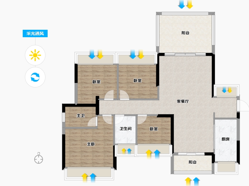 广东省-江门市-汇峰珺璟-116.70-户型库-采光通风