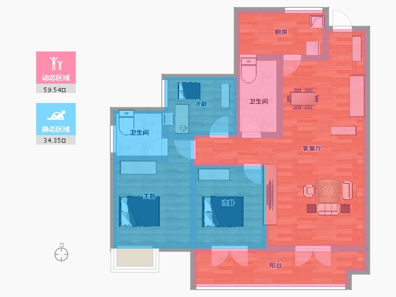 湖北省-咸宁市-兴旺学府-81.96-户型库-动静分区