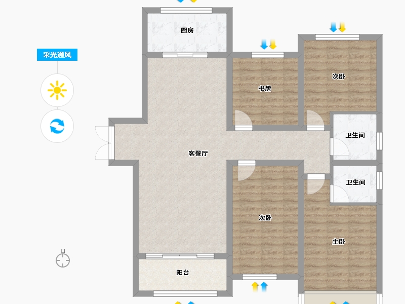 山东省-滨州市-融汇新里程-111.21-户型库-采光通风